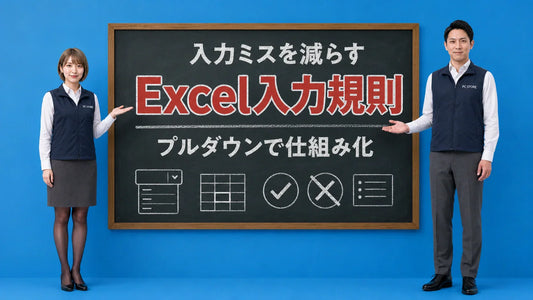 Excelの入力規則でプルダウンを使い入力ミスを防ぐ方法を七海と大介が案内している様子