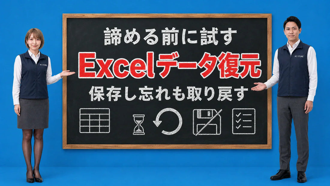 保存していないExcelデータを復元する方法を七海と大介が案内している様子