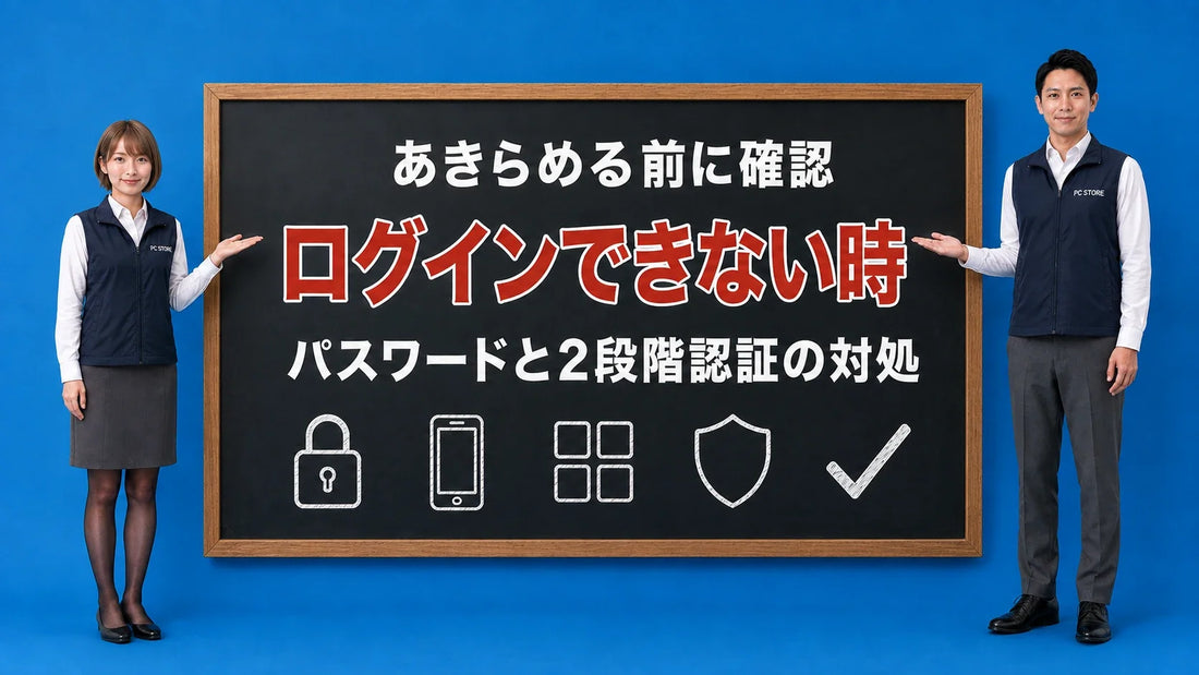 Googleアカウントにログインできない時の対処法を七海と大介が黒板で案内するアイキャッチ画像