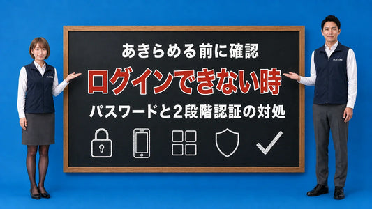 Googleアカウントにログインできない時の対処法を七海と大介が黒板で案内するアイキャッチ画像