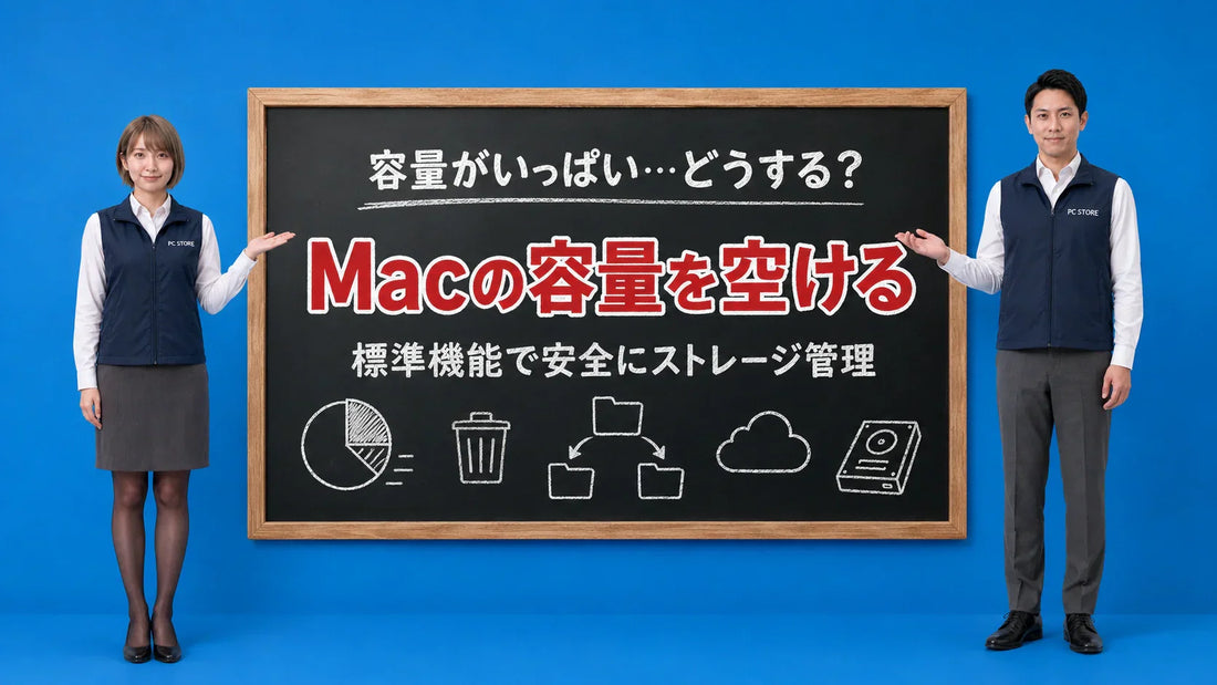 Macの容量を空ける・ストレージ管理を七海と大介が案内している様子