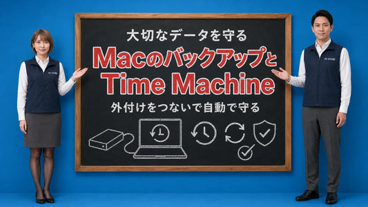 MacのバックアップとTime Machineを七海と大介が案内している様子