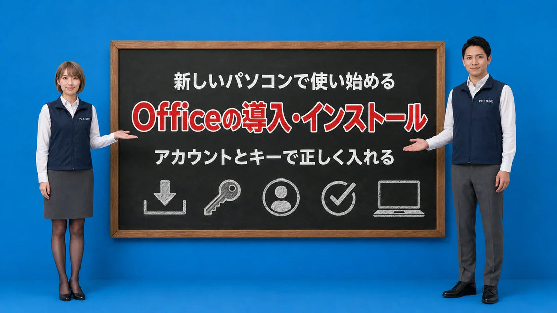 Officeの導入・インストールを七海と大介が案内している様子