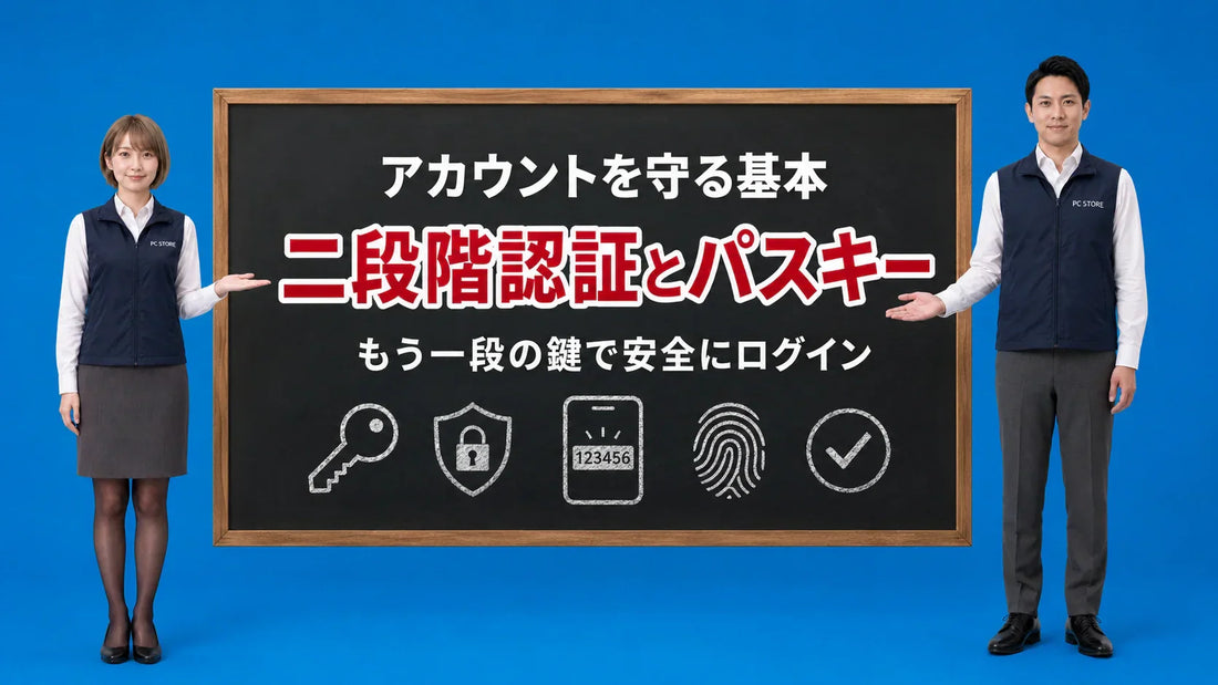二段階認証とパスキーの基本を七海と大介が案内している様子