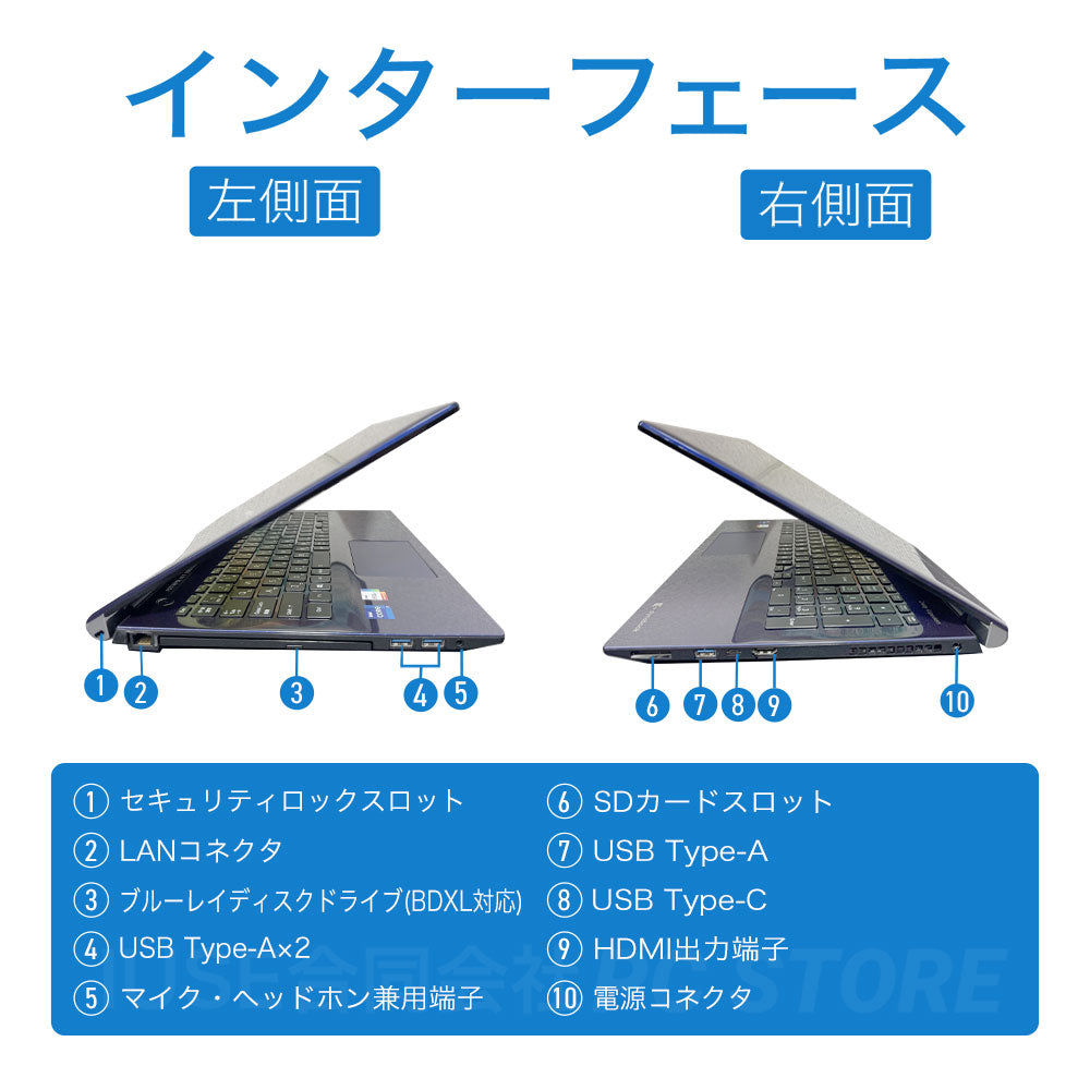 dynabook T7/R の左右側面のインターフェース一覧
