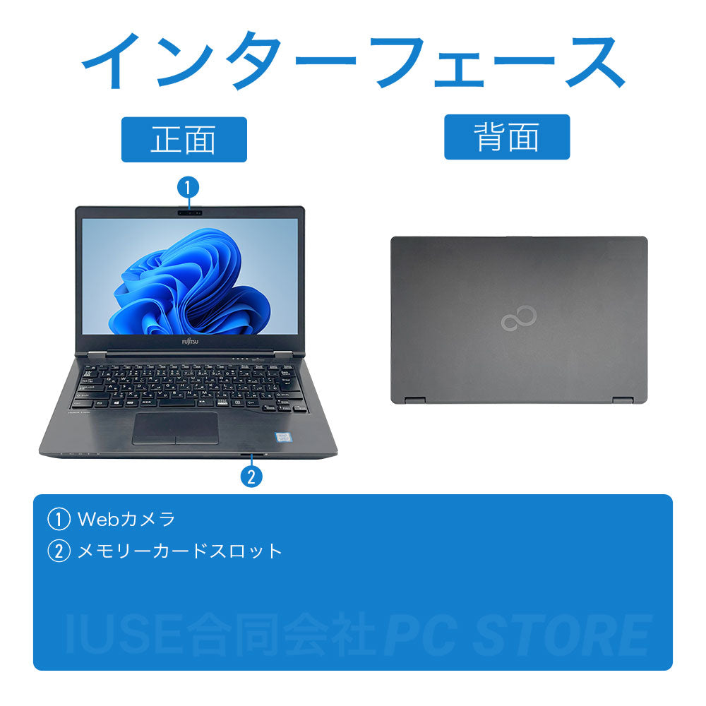 FUJITSU LIFEBOOK U749/A の正面と背面のインターフェース一覧