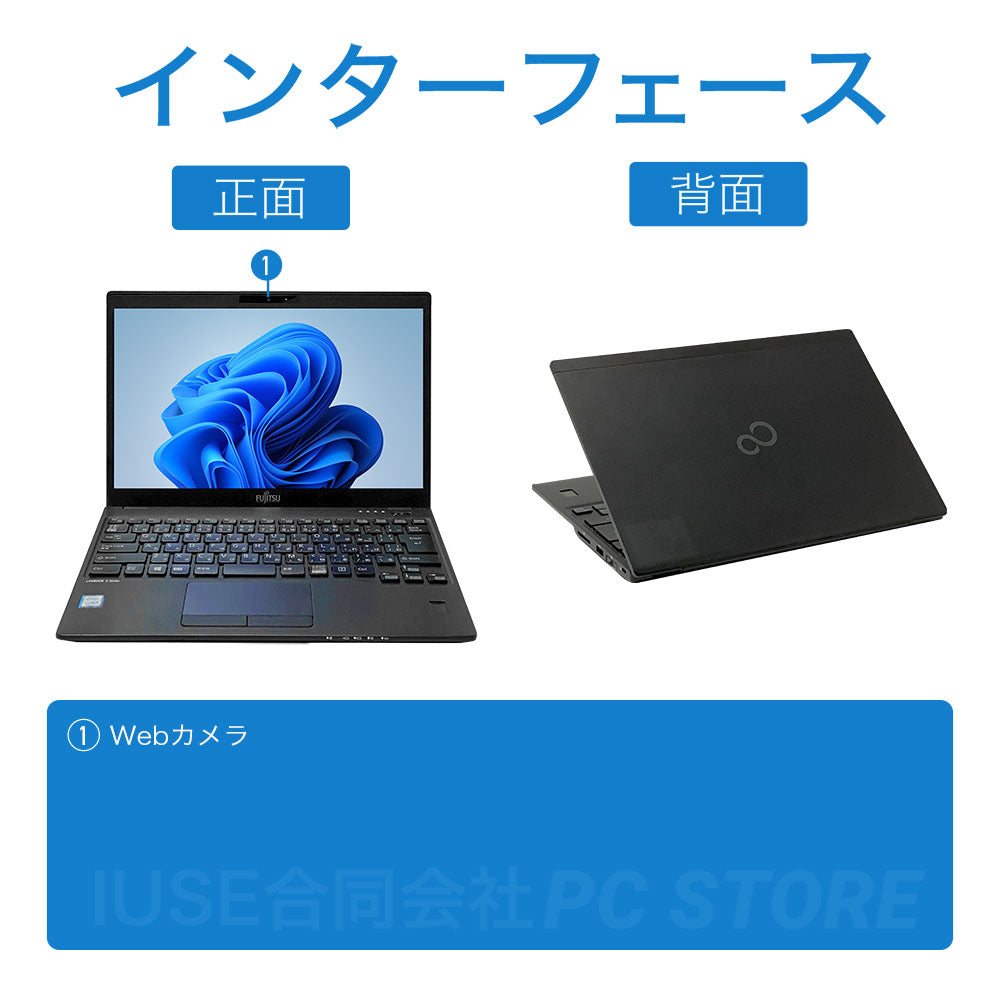 FUJITSU LIFEBOOK U939/A の正面と背面のインターフェース一覧
