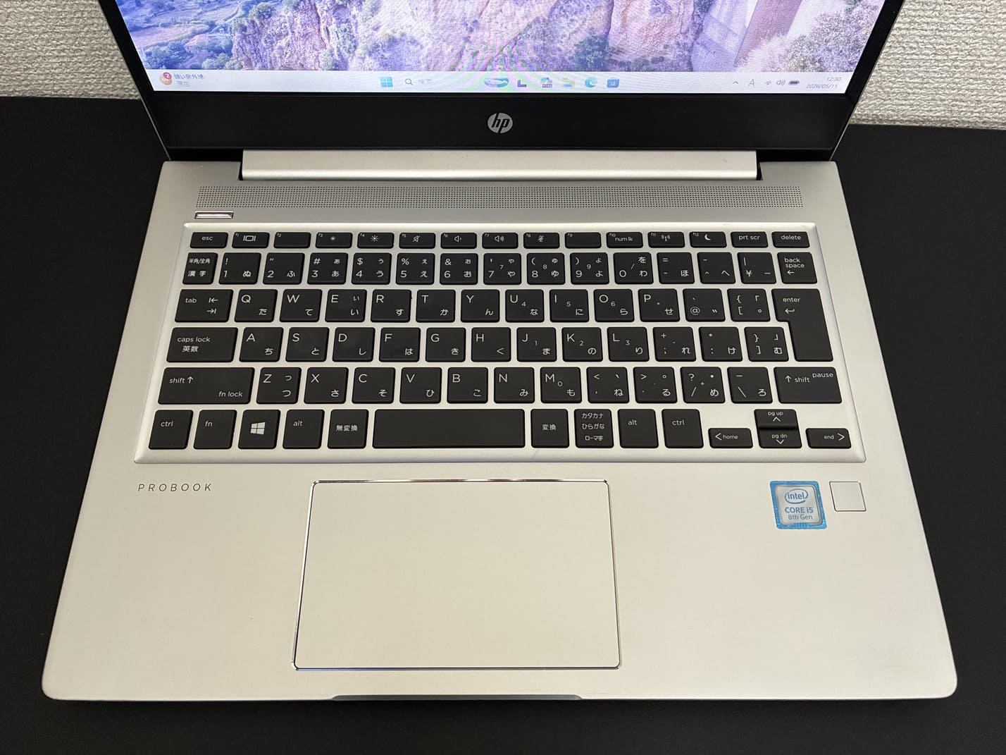 中古 HP ProBook 430 G6 の日本語キーボードと指紋センサーのアップ