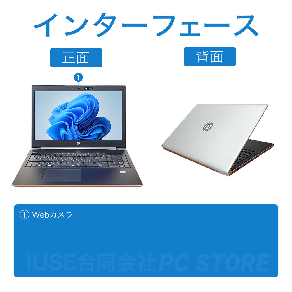 中古 HP ProBook 450 G5 の正面と背面のインターフェース一覧