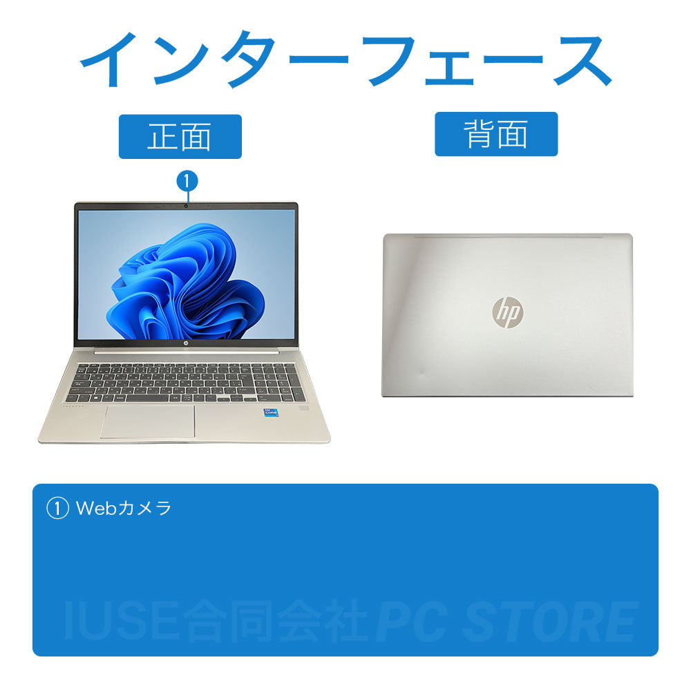 中古美品 HP ProBook 450 G9 の正面と背面のインターフェース一覧
