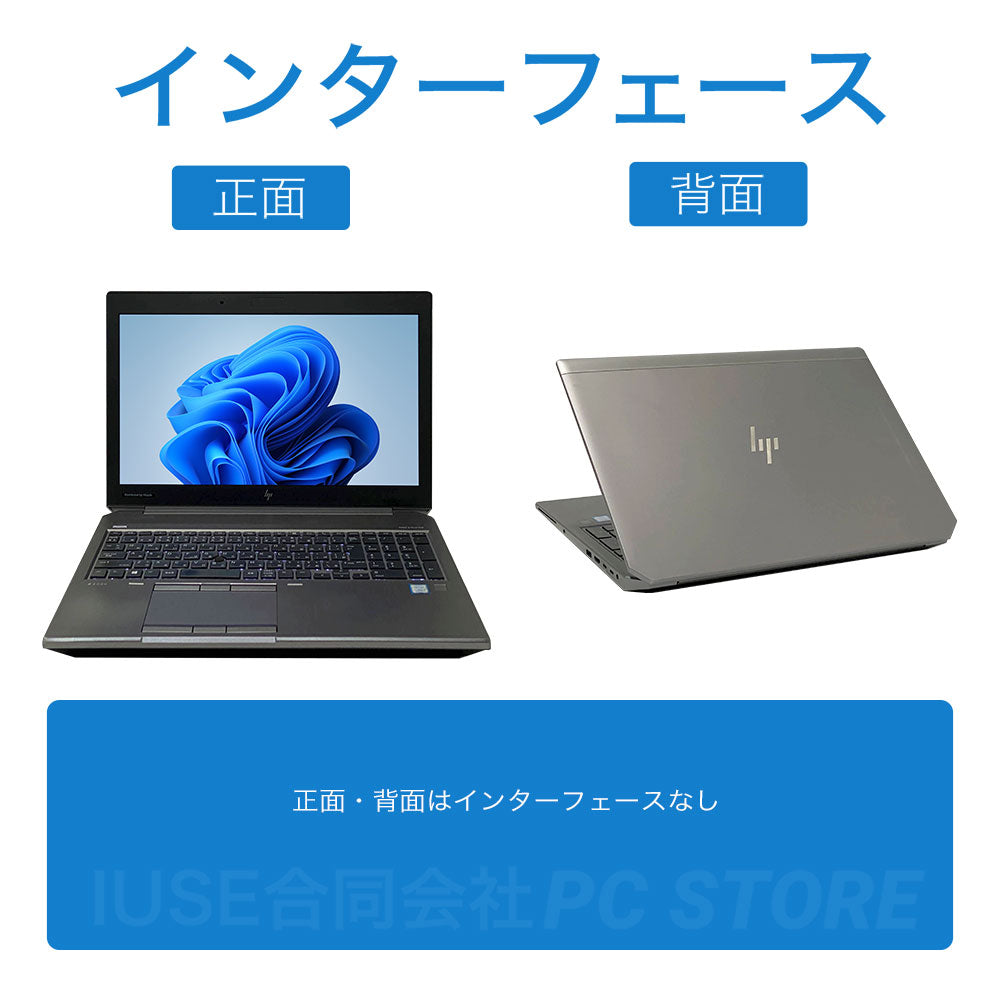 中古 HP ZBook 15 G5 正面と背面のインターフェース画像 外部端子構成がわかる画像
