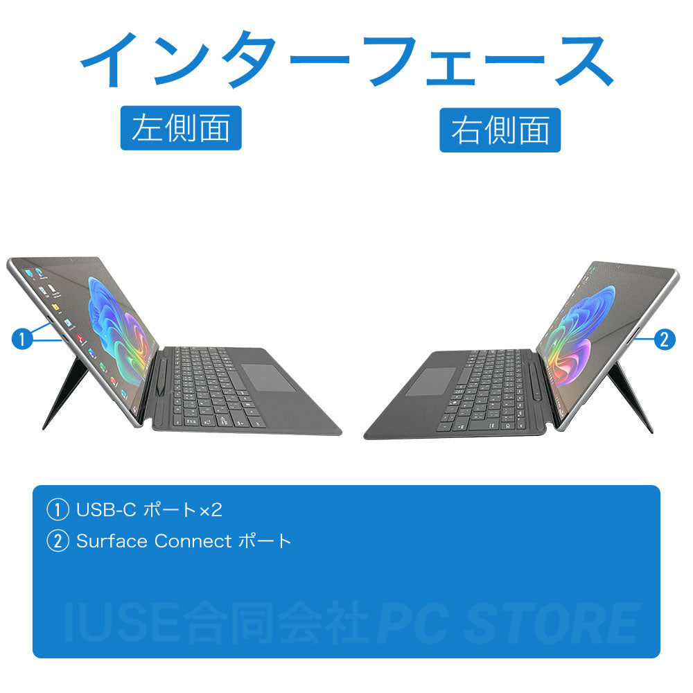 Microsoft Surface Pro 11th Edition の左右側面のインターフェース一覧