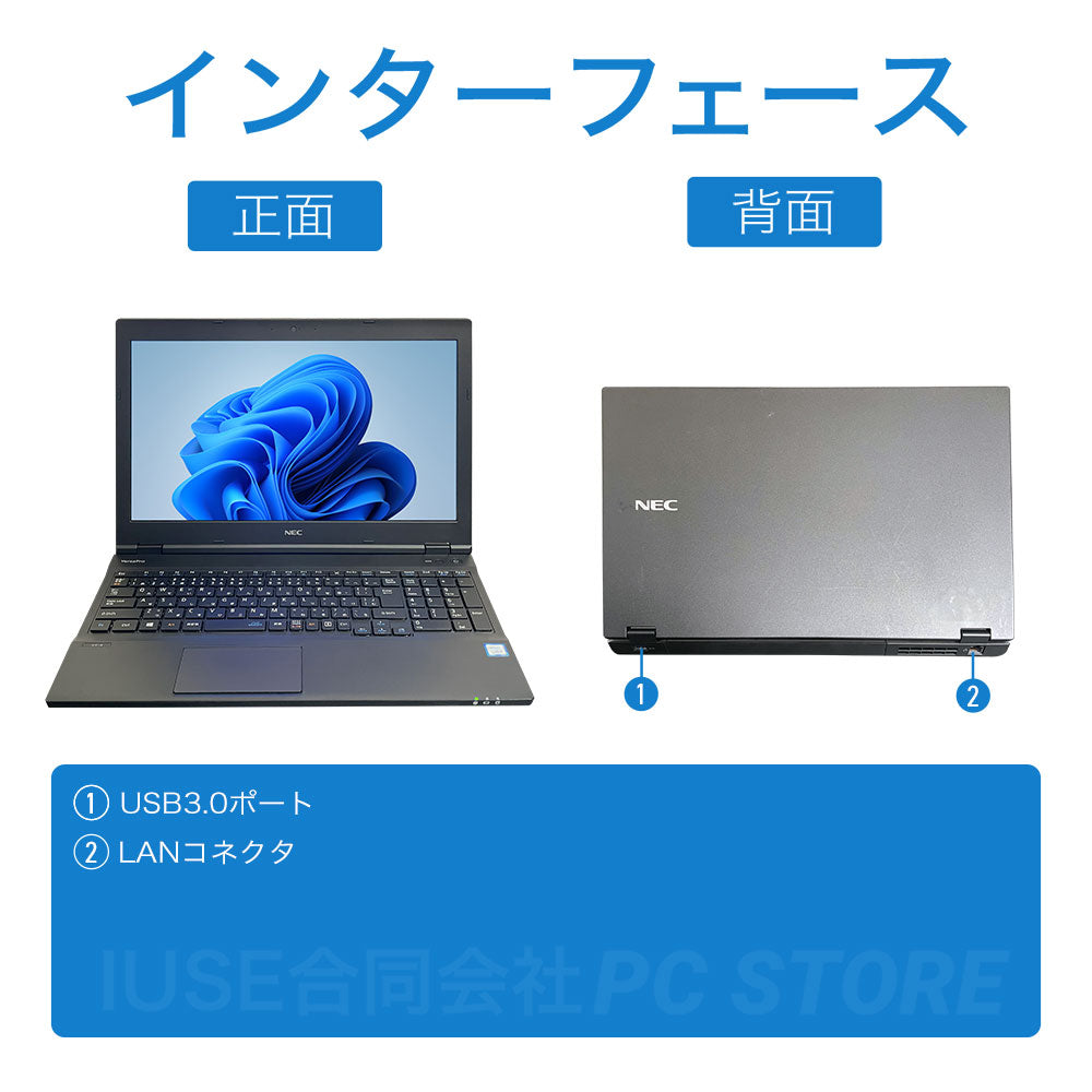 NEC VersaPro VKM17X-4 の正面と背面のインターフェース一覧